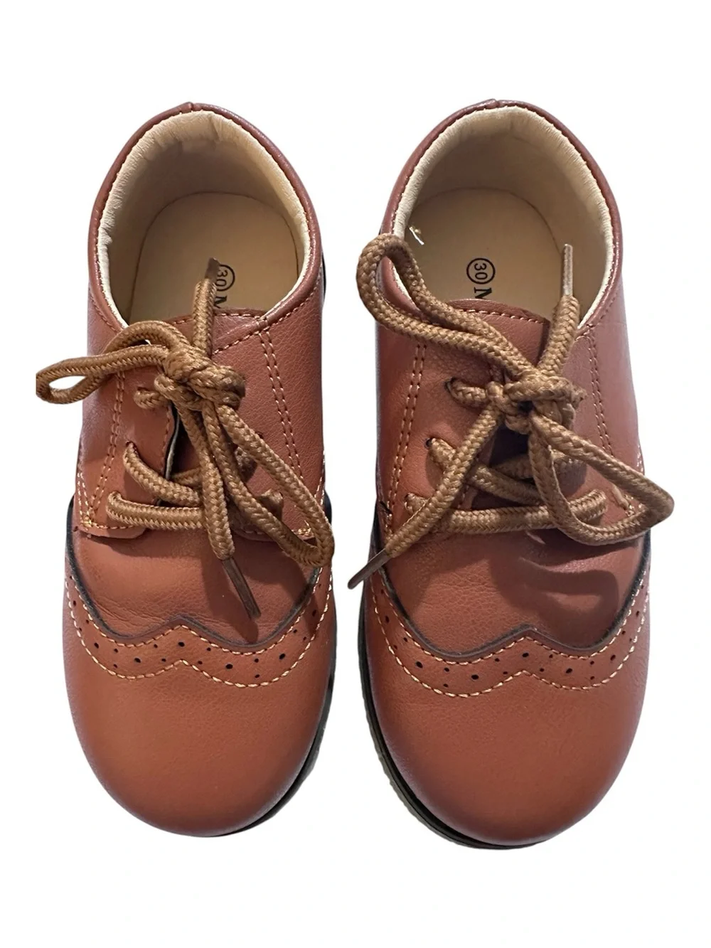 MECKIOR Toddler Boy Girl Brown Dress Wingtip Oxford PU Leather Shoes Size 11
